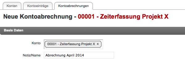 Kontoabrechnung - Basisdaten
