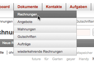 Dokumente Menü Rechnungen