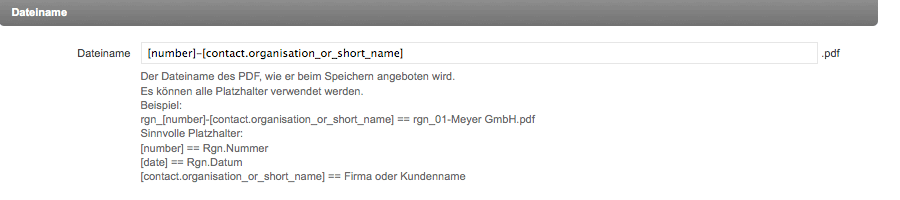 PDF-Vorlagen - Dateiname