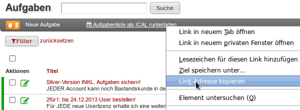 Aufgaben URL